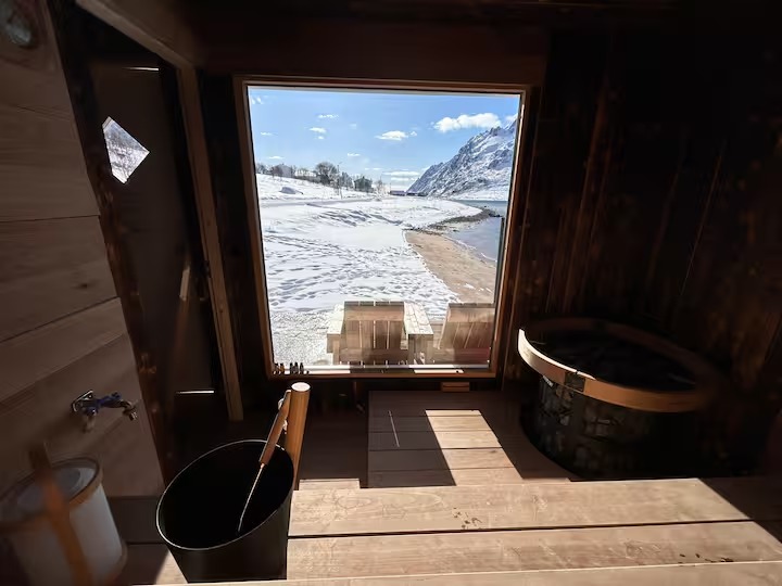 The fjord from inside the sauna.
