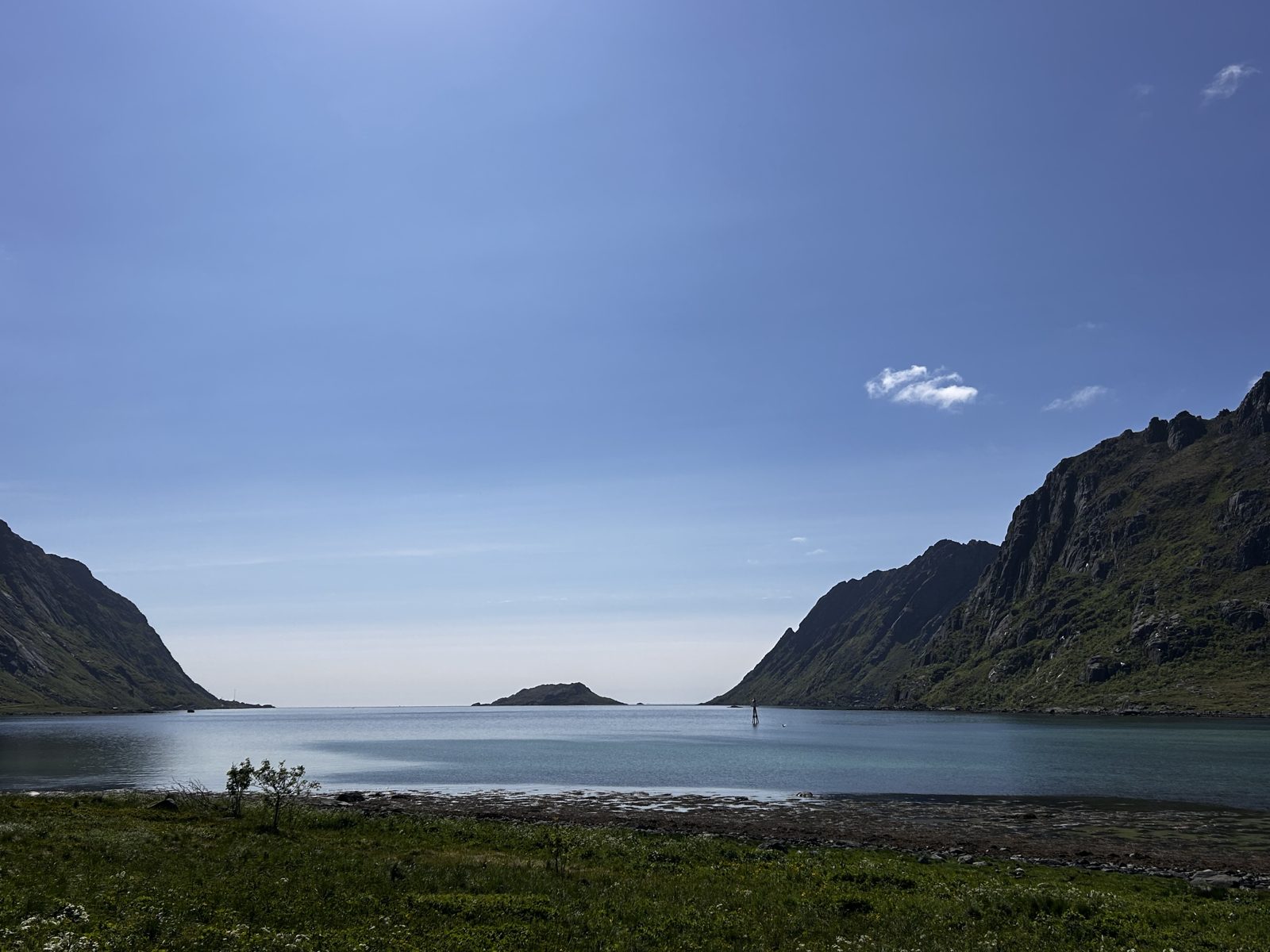 Looking out Skjelfjorden on a still day.
