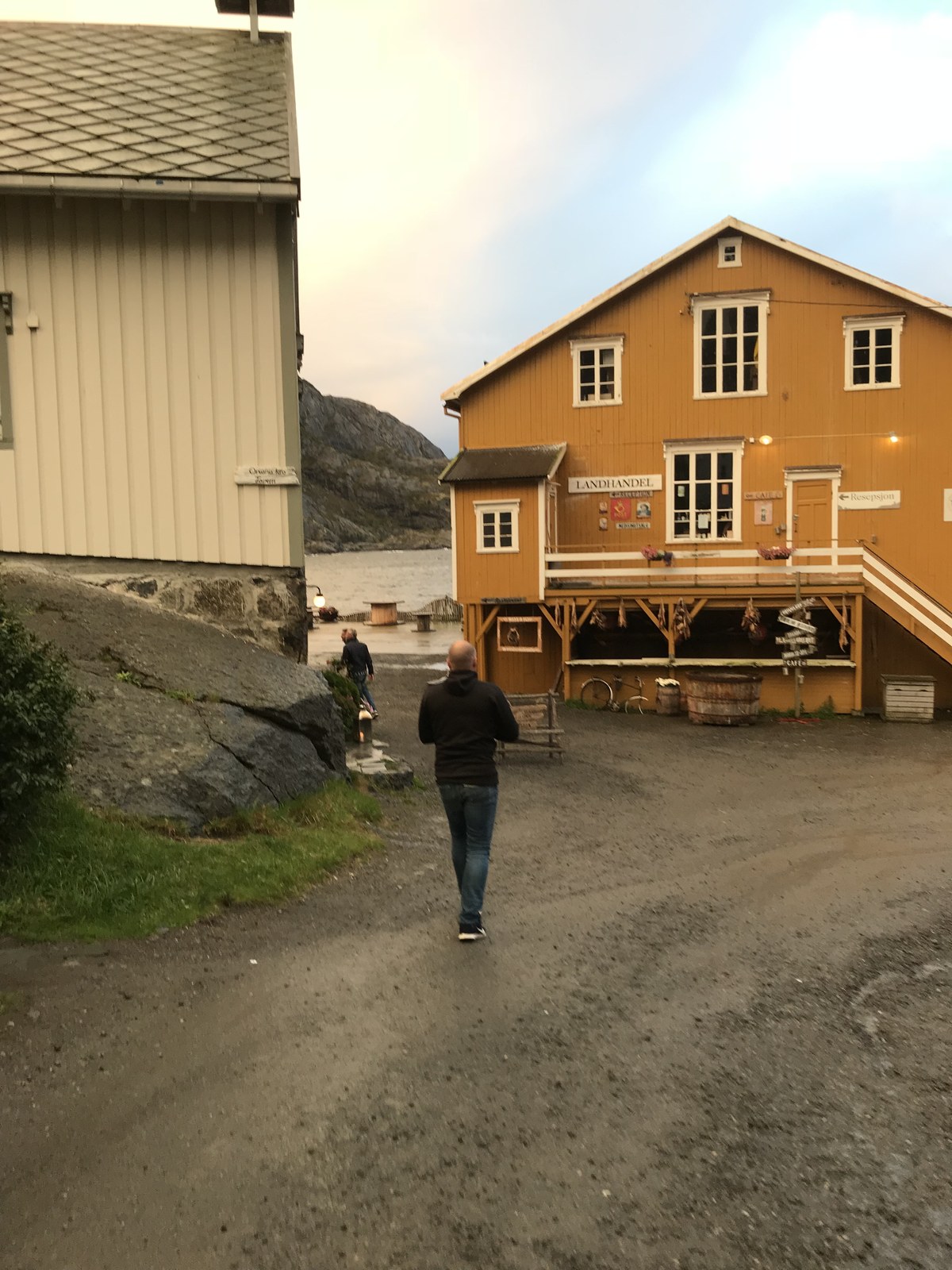 Walking down into Nusfjord past the old general store