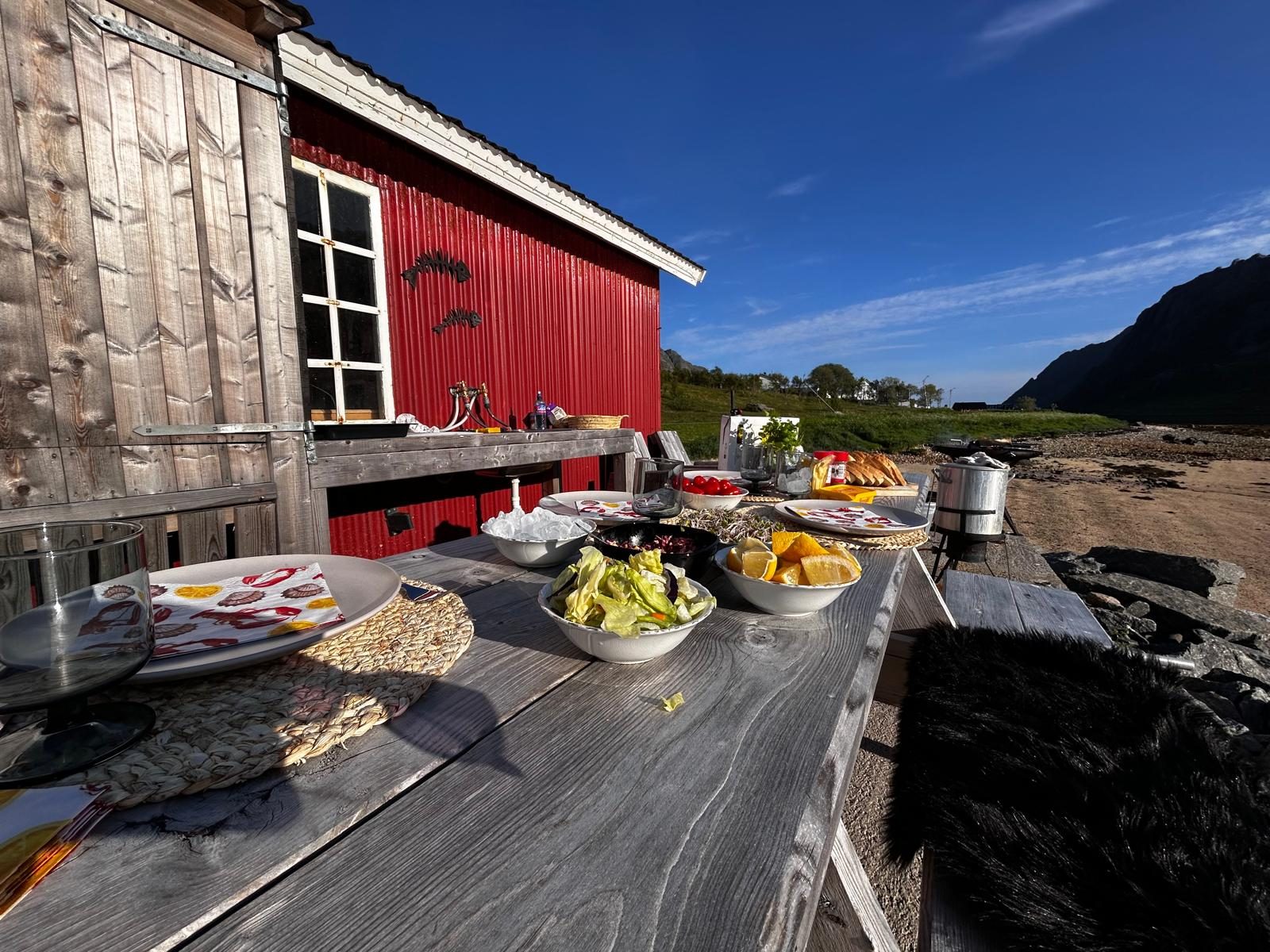 Dinner served on the dock.