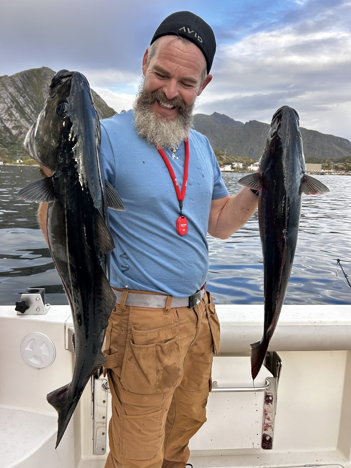 Vegard with two large cod, straight off the boat (IMG_4219).