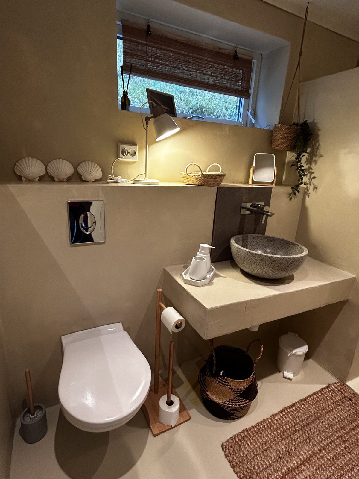 The lower bathroom.