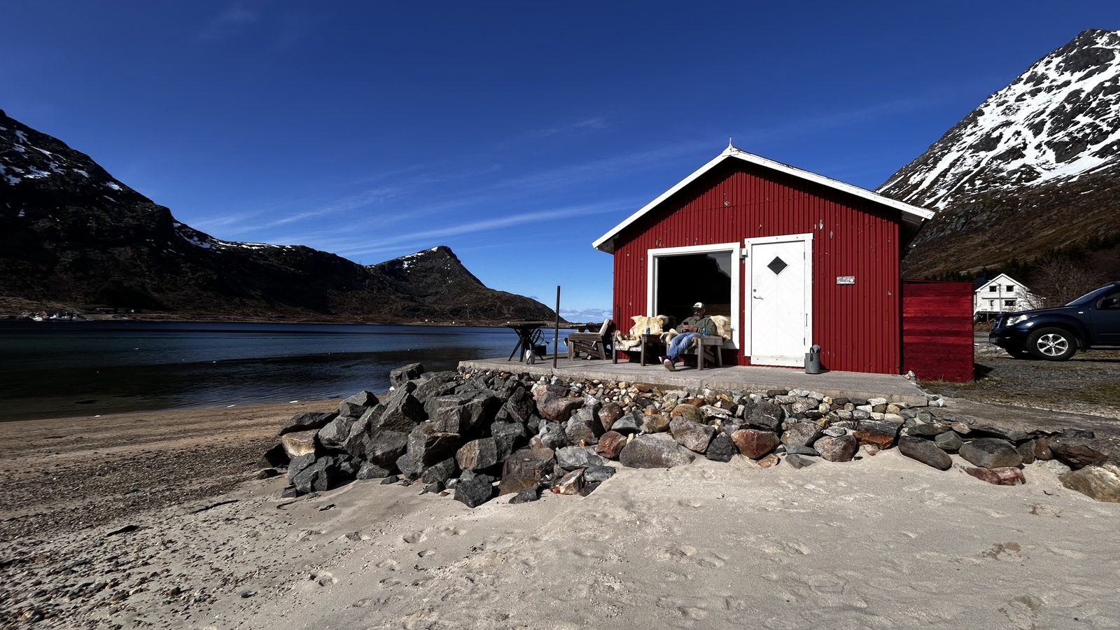 The private beach.