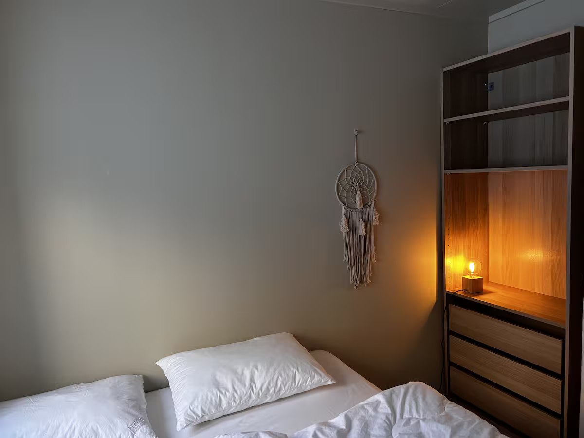 Bedroom with a double bed. Photo 6 of 7.