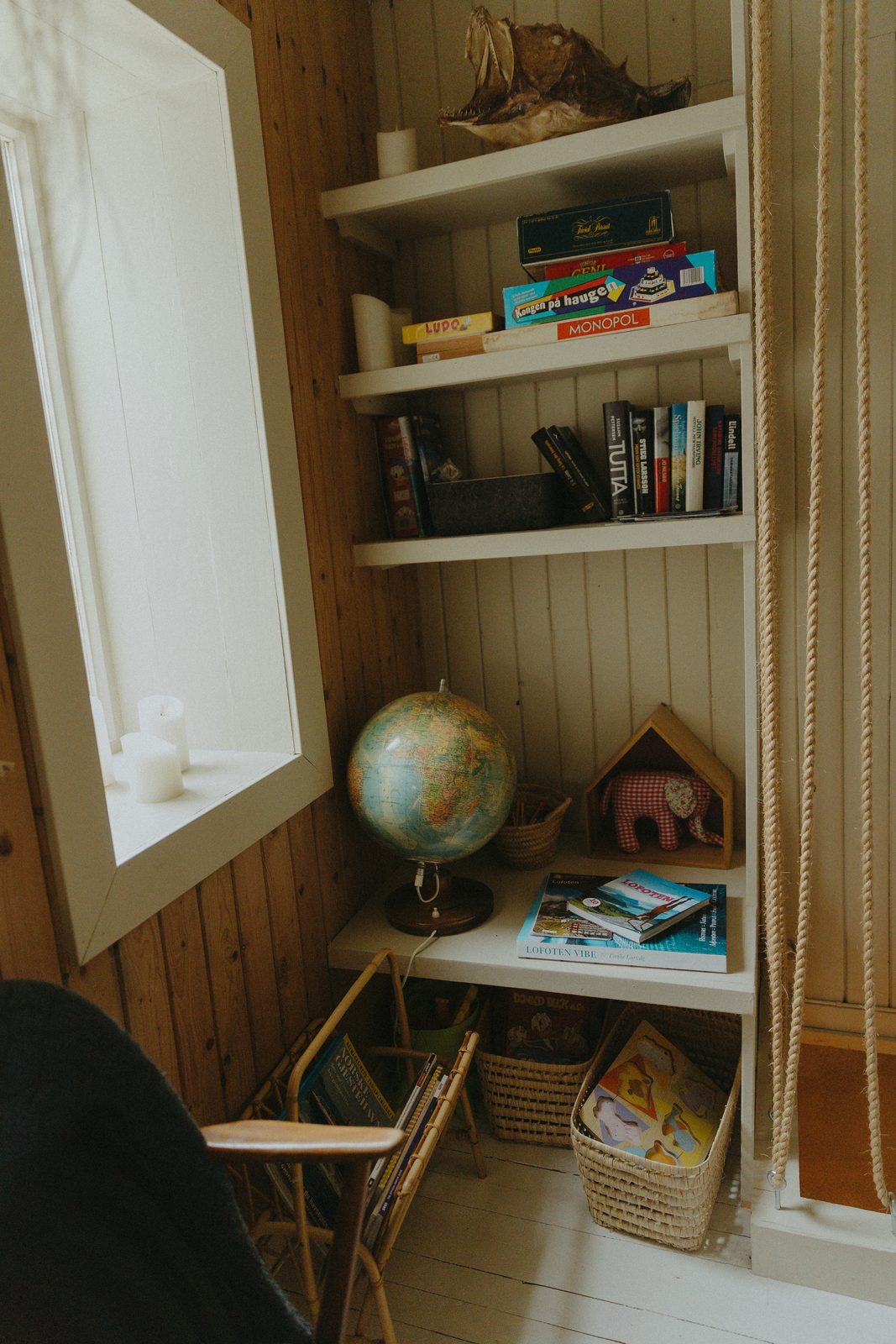 The reading corner with bookshelves. Photo 2 of 2.