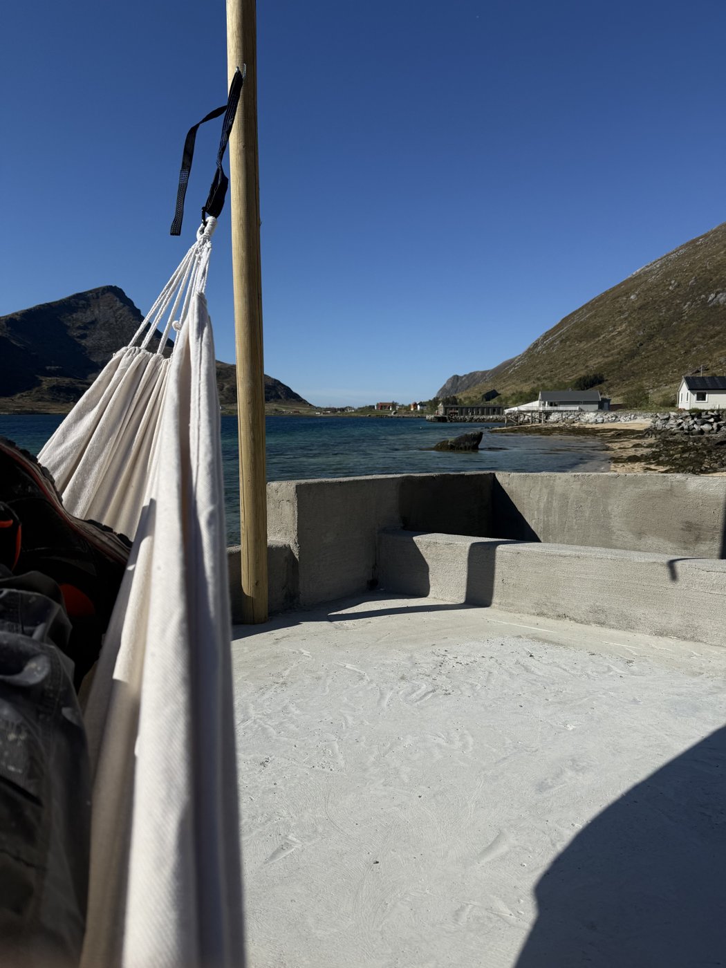 The outdoor kitchen on the dock, facing Volandstind.