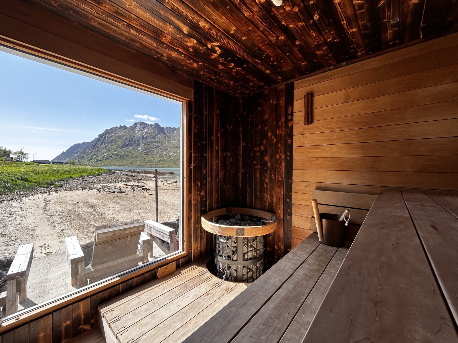 The sauna and the beach in summer.