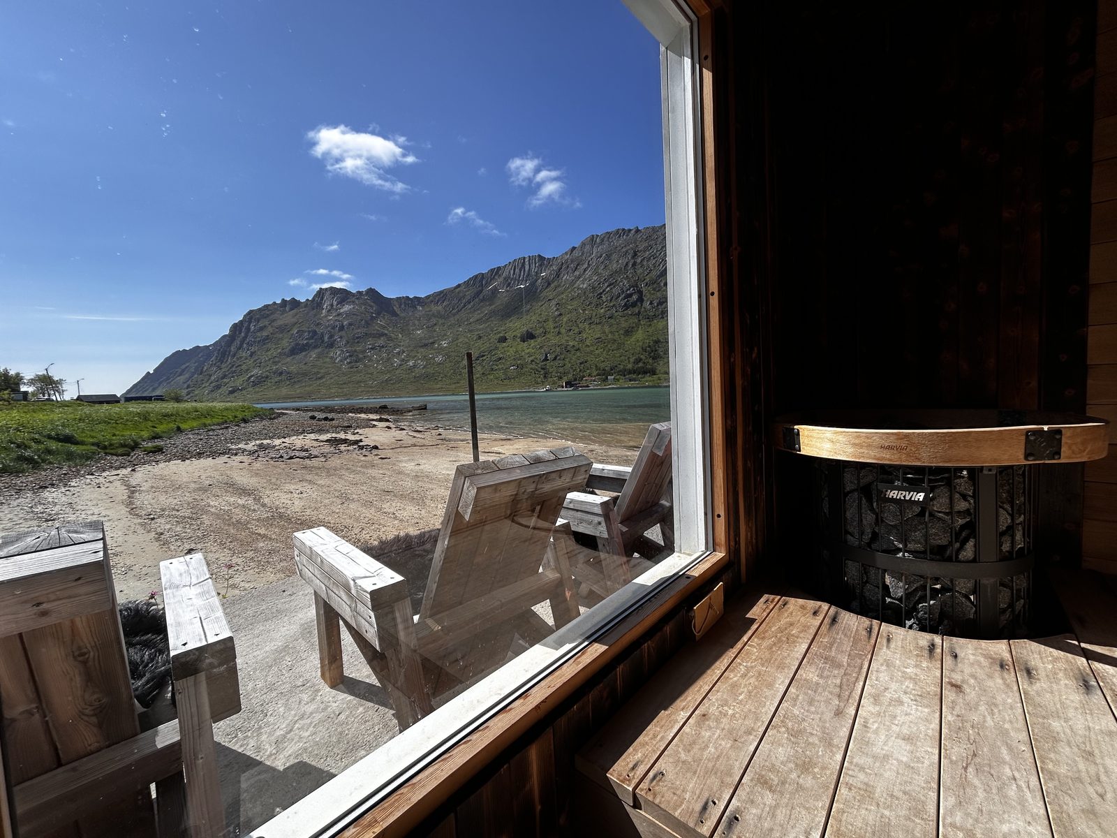 The fjord from the sauna window in summer.